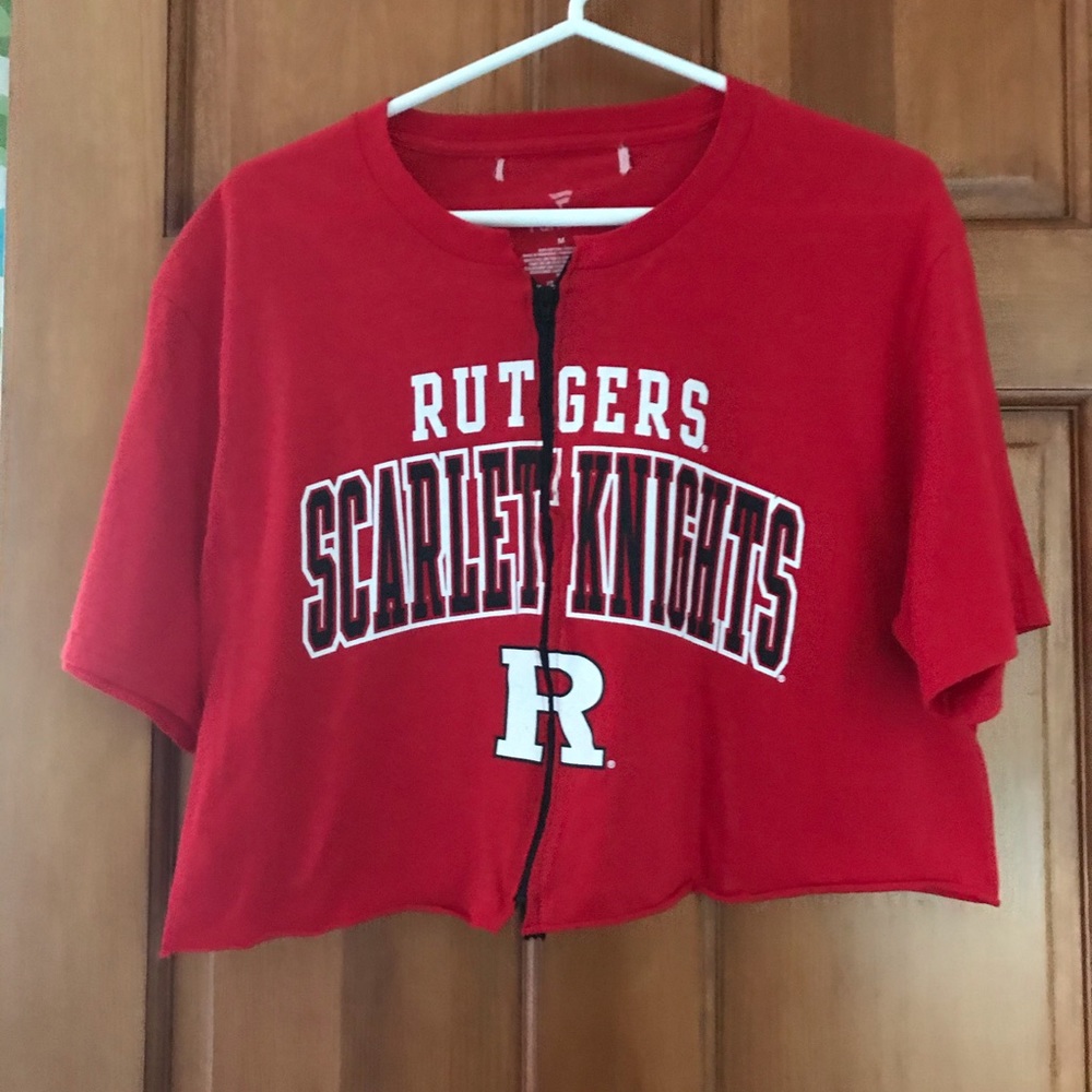 Rutgers Crop Top with Zipper Front